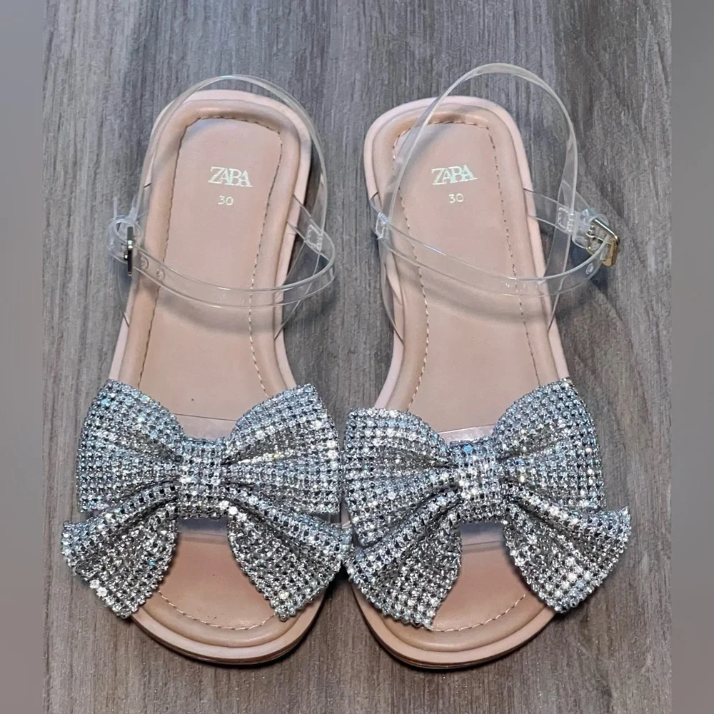 Zara's Kids' Rhinestone Bow Sandals